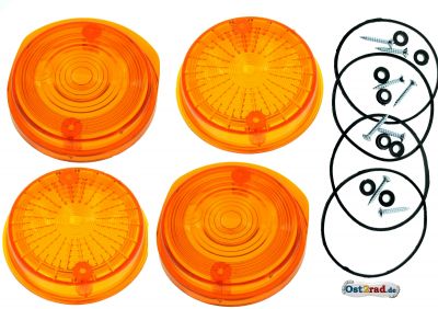 4 STÜCK Blinkerkappe rund für MZ TS und ETZ orange mit E-Prüfzeichen