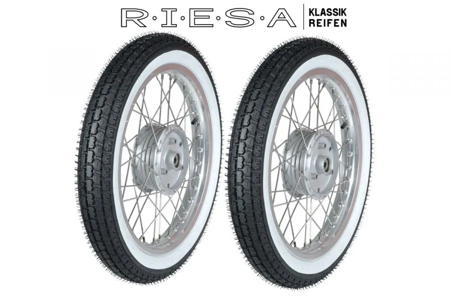 2x Komplettrad Alu-Edelstahl, Weisswandreifen für Simson S50 S51 Vogelserie 2x Komplettrad Alu-Edelstahl, Weisswandreifen für Simson S50 S51 Vogelserie