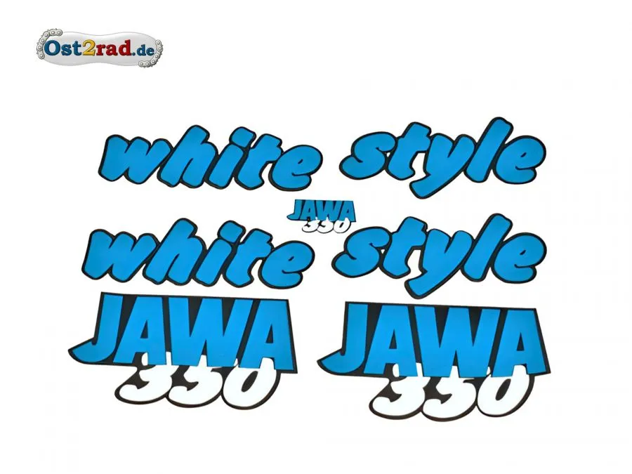 Aufklebersatz white style Jawa 640 in blau Aufklebersatz white style Jawa 640 in blau