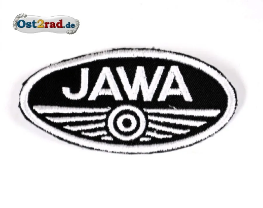 Aufnäher Jawa Logo oval klein schwarz/weiß Aufnäher Jawa Logo oval klein schwarz/weiß