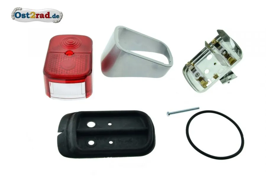 Rücklicht eckig für Simson KR51 Schwalbe, E-geprüft, silber Rücklicht eckig für Simson KR51 Schwalbe, E-geprüft, silber