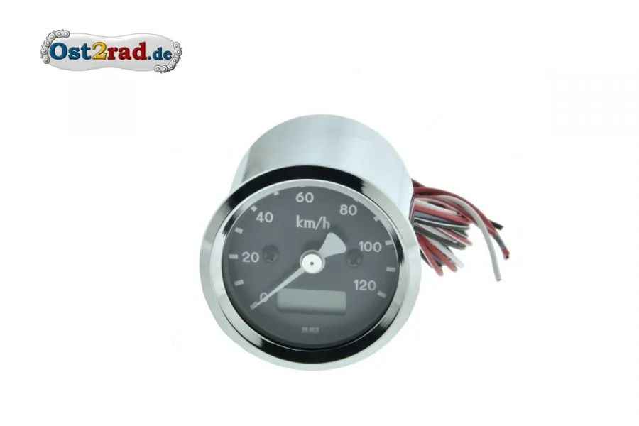 Elektronischer Tacho 120 Km-h schwarz 12V 48mm Elektronischer Tacho 120 Km-h schwarz 12V 48mm