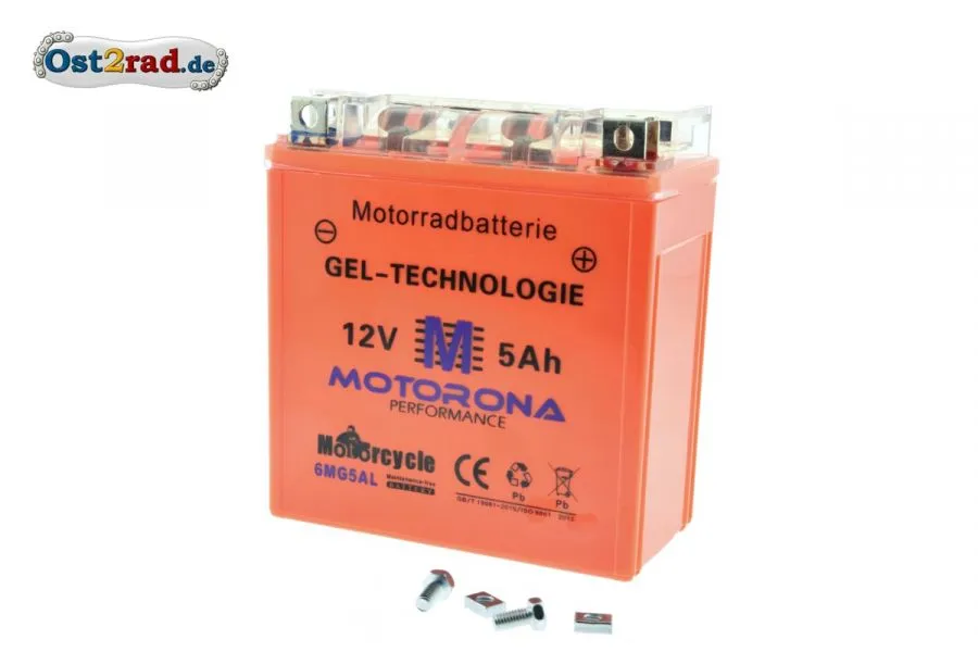 Gel Akku Batterie Motorona für MZ und Jawa 12V 5Ah, wartungsfrei Gel Akku Batterie Motorona für MZ und Jawa 12V 5Ah, wartungsfrei
