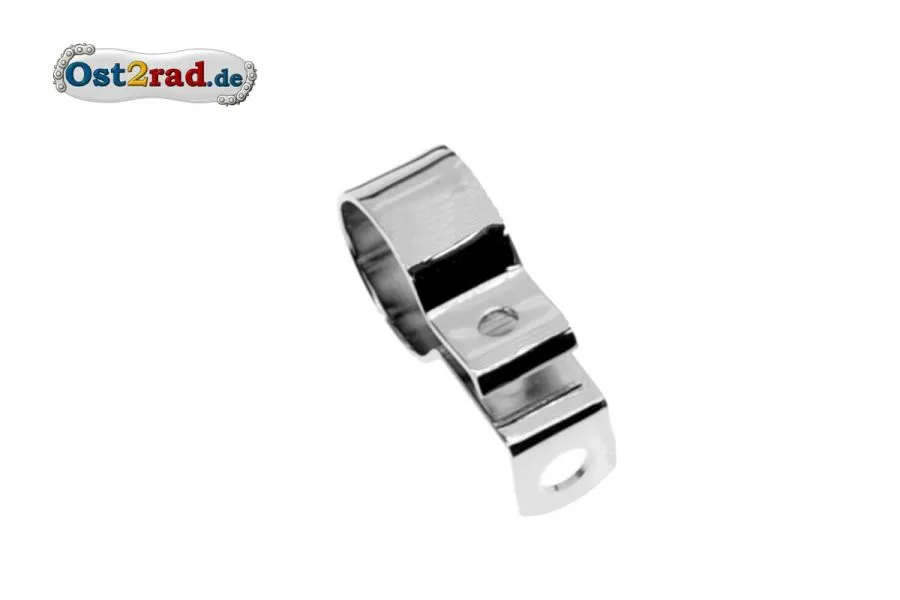 Klemmschelle Auspuff chrom vorn mit Haltewinkel AWO 425 Klemmschelle Auspuff chrom vorn mit Haltewinkel AWO 425