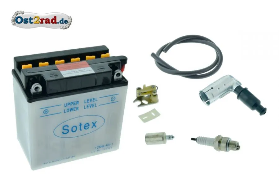 Komplettset Batterie 12V 9A passend für MZ ETZ, TS (Preis zuzügl. Batteriepfand 7,50 €) Komplettset Batterie 12V 9A passend für MZ ETZ, TS (Preis zuzügl. Batteriepfand 7,50 €)