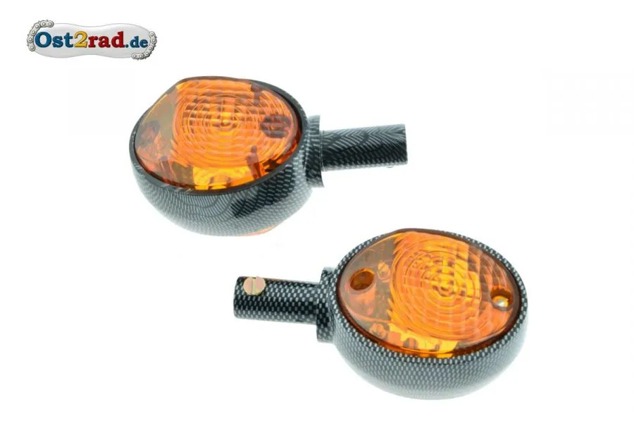 Lenkerblinker paar Ochsenauge Simson passend für MZ ES carbon Lenkerblinker paar Ochsenauge Simson passend für MZ ES carbon