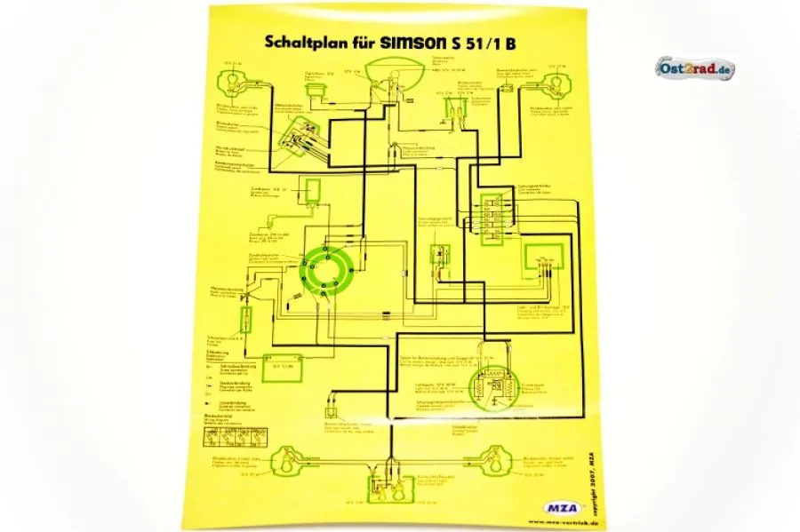 Poster Schaltplan SIMSON S51/1B Poster Schaltplan SIMSON S51/1B