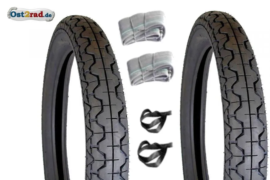 Reifensatz 2,75-16 Mitas passend für Simson S50, S51, Vogelserie, bis 150 km/h Reifensatz 2,75-16 Mitas passend für Simson S50, S51, Vogelserie, bis 150 km/h