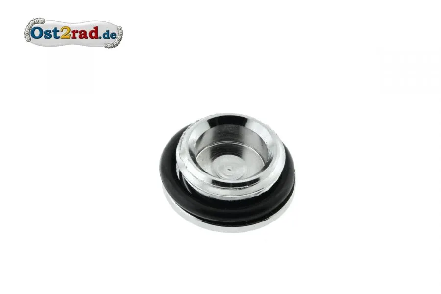 Verschlussschraube ALU CHROM mit Beschriftung für Motor Simson S51 SR50 KR51/2 inkl. O-Ring Verschlussschraube ALU CHROM mit Beschriftung für Motor Simson S51 SR50 KR51/2 inkl. O-Ring
