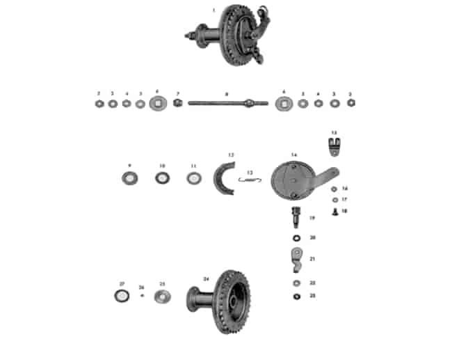 Radnabe und Bremse hinten Halbnabe Optima
