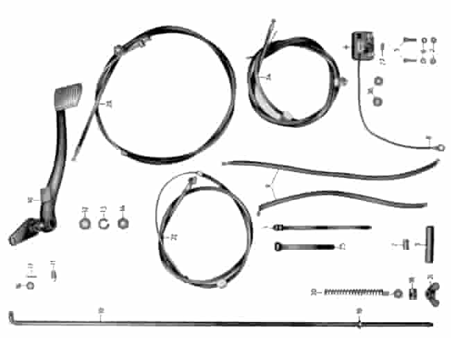 Fußbremsbetätigung, Bowdenzüge, Klemmbrett BK 350