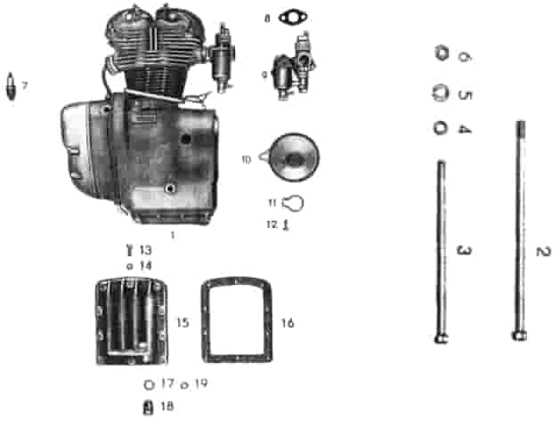 Motor vollständig, Ölwanne, Zündkerze, Vergaser