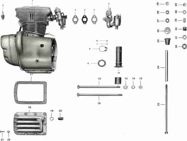 Motor vollständig, Zündkerze, Vergaser, Ölwanne
