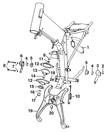 Ersatzteilkatalog Rahmen Kippständer Motorbefestigung MZ ETZ 125/150