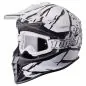 Preview: SET Motocrosshelm Fortis Graffi gms mattschwarz-weiss + Crossbrille + Schultertasche
