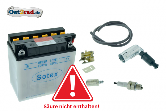 Komplettset Batterie 12V 9A passend für MZ ETZ, TS (Preis zuzügl. Batteriepfand 7,50 €)