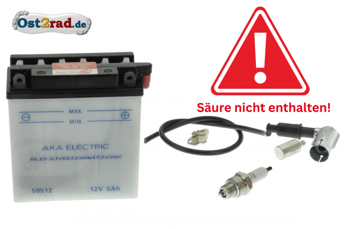 Komplettset Batterie 12V 5A für Simson (Preis zuzügl. Batteriepfand 7,50 €)