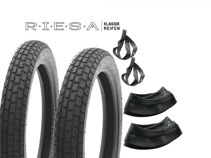 Reifensatz RIESA für MZ ETZ125 ETZ150 ETZ251 mit Schlauch, Straßenprofil 2.75-18 3.25-16