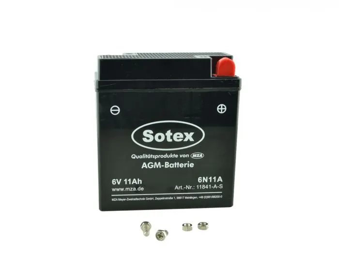 Batterie 6V 11Ah AGM für MZ und Simson, wartungsfrei
