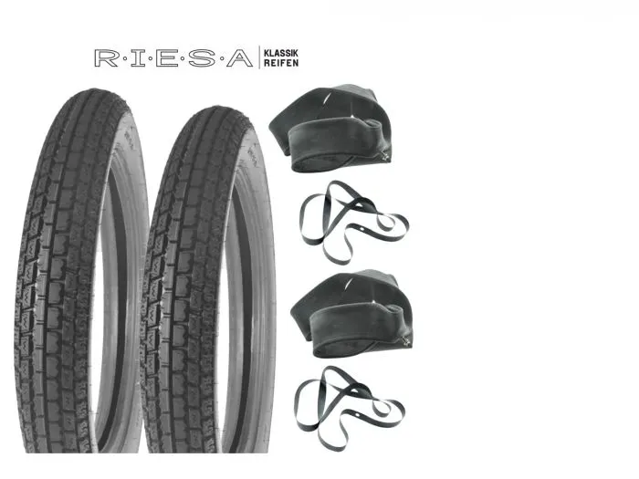 Reifensatz 2x 3,50-18 AWO Sport Oldtimerprofil Riesa Klassik - Retro