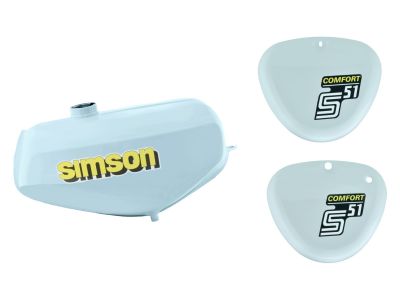 Tank Set ATLAS-Weiß, S51C, S70C COMFORT, versiegelt, mit Aufkleber Simson