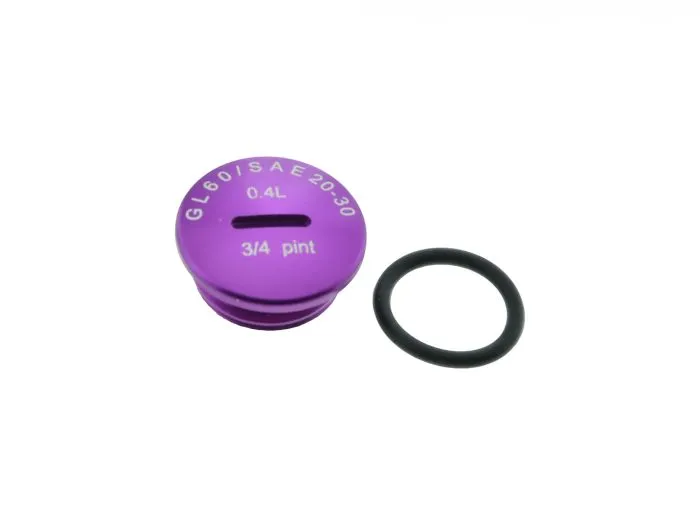 Verschlussschraube ALU LILA mit Schrift für Motor Simson S51 SR50 KR51/2 inkl. O-Ring