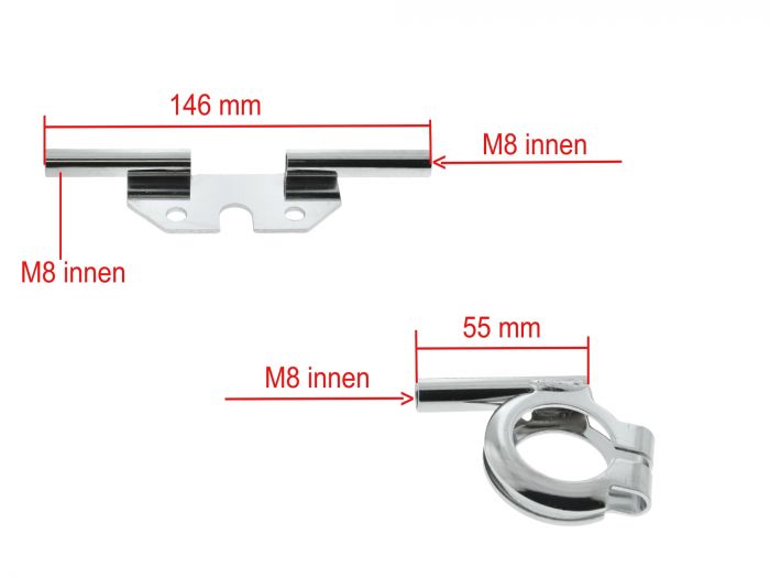 Set Blinkleuchtenträger KURZ für Miniblinker LED für Simson S51 S50 Chrom M8