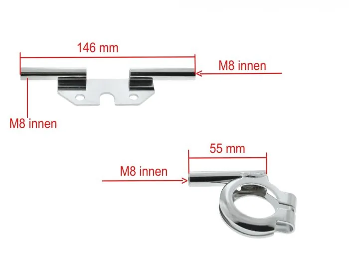 LED Lauflichtblinker KURZ Satz für Simson S50 S51 Blinkgeber Halter -​Chrom-Hell