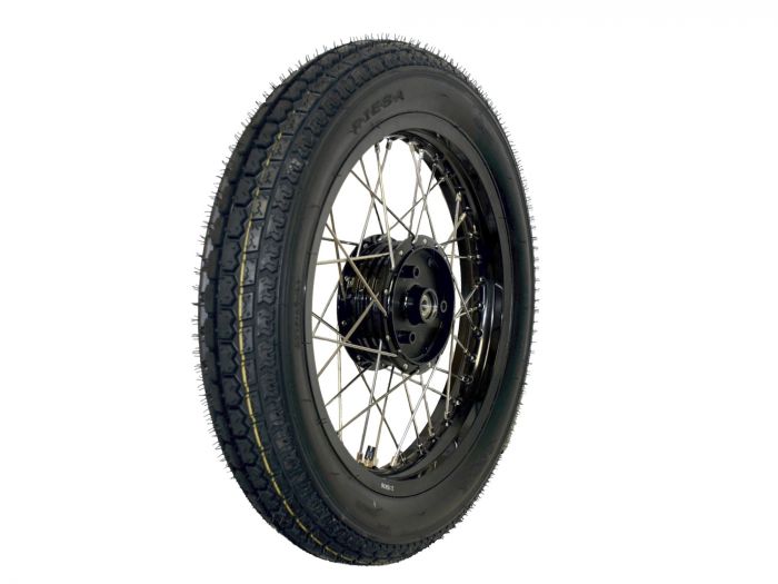 Verstärktes Breit-​KOMPLETTRAD 2,15x16 Nabe-​Felge Schwarz - Edelstahl für Simson S50 S51 Schwalbe