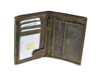 Geldbörse Portmonnaie Echtleder AWO Logo Hochformat BRAUN