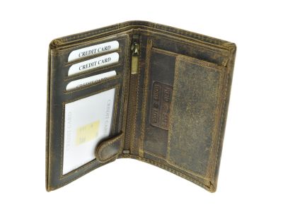 Geldbörse Portmonnaie Echtleder MZ Wappen Hochformat BRAUN