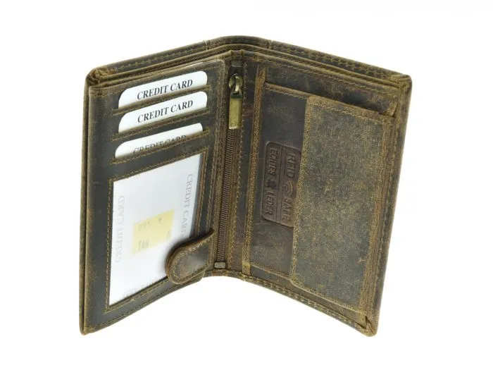 Geldbörse Portmonnaie Echtleder MZ Wappen Hochformat BRAUN