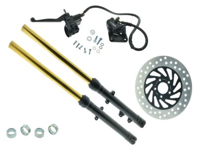 ZT Umbauset 220mm Bremsscheibe für Scheibenbremse Telegabel Schwarz/Gold S51kurz inkl. Teilegutachten