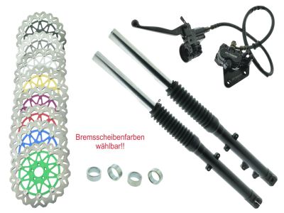 ZT Umbauset 260mm Bremsscheibe für Scheibenbremse Telegabel Schwarz S51kurz inkl. Teilegutachten