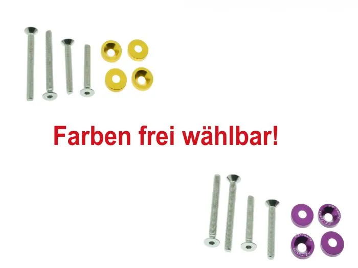 PZ-Tuning M8 Stoßdämpfer Schraubensatz EDELSTAHL mit ALU Unterlegscheiben S50 S51
