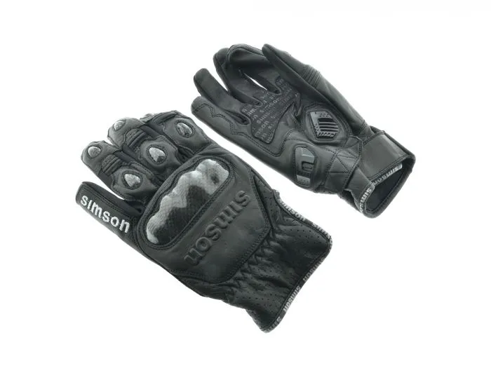 Motorradhandschuhe schwarz Simson mit Protektoren