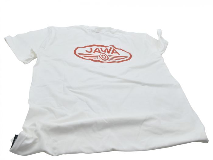 Preview: T-Shirt JAWA weiss, Logo rot