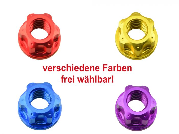 Eloxierte Aluminium-Mutter versch. Farben M12x1,5 für Schwinglagerbolzen S50, S51, S70