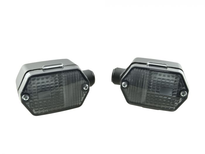 2 Blinker eckig RAUCHGRAU passend für Simson SR50 SR80 S53 MZ ETZ mit Prüfzeichen