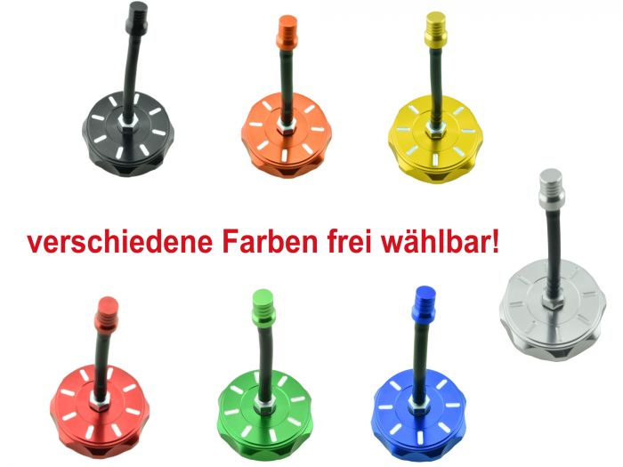 CNC Tankdeckel Alu MIT VENTIL für Simson S50 S51 - Strahlenform - Farben wählbar