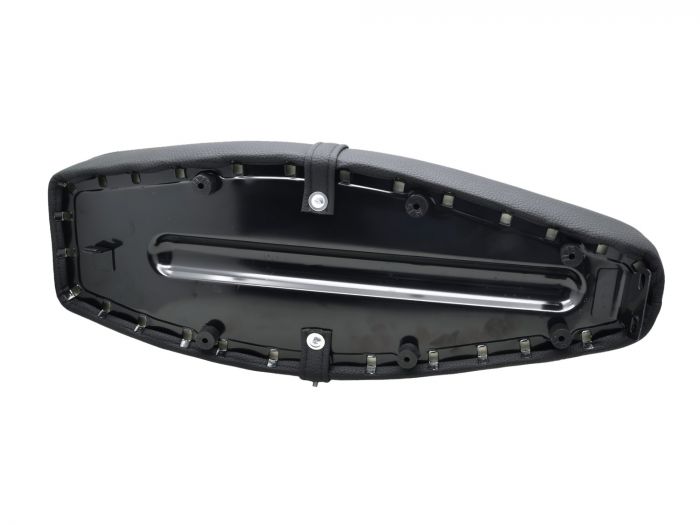 Preview: Tuning Sitzbank „Street Line“ – Alcantara schwarz gestreift für Simson S50 S51 S70