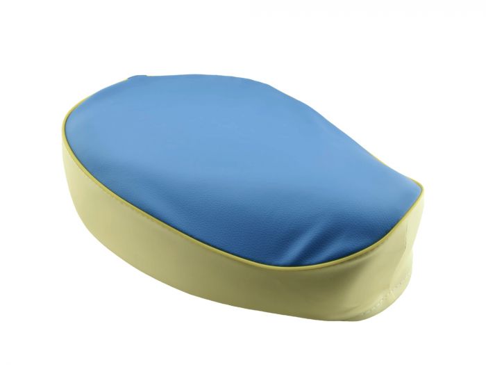 Preview: Sitzbezug BLAU-BEIGE mit Sitzbankkern aus Schaumstoff für Simson KR50 Einzelsitz