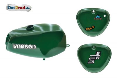 2.Wahl Büffeltank Set mit Deckel für Simson S50 S51, billiard-grün, innen versiegelt