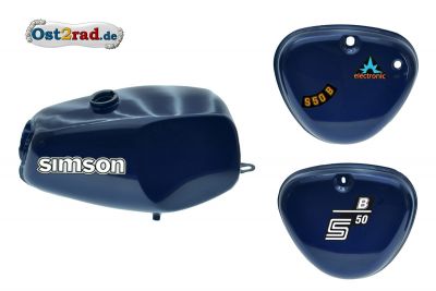 2.Wahl Büffeltank Set mit Deckel für Simson S50 S51, Perlblau, innen versiegelt
