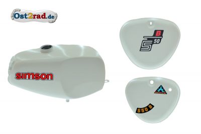 2.Wahl Büffeltank Set mit Deckel für Simson S50 S51, Weiß, innen versiegelt