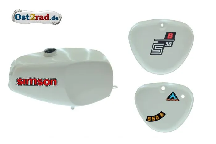 2.Wahl Büffeltank Set mit Deckel für Simson S50 S51, Weiß, innen versiegelt