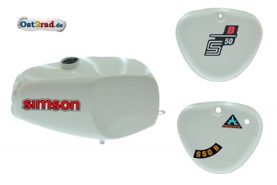 2.Wahl Büffeltank Set mit Deckel für Simson S50 S51, Weiß, innen versiegelt