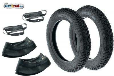 2x Reifen 3,00x12 PneuRubber für Simson SR50 und SR80, Straße-Allwetter 52J