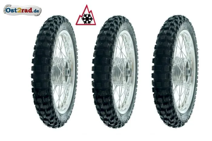 3x Winter Duo Komplettrad für Simson Alu-Edelstahl Schneeflockensymbol