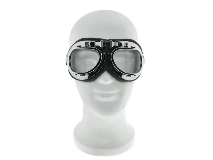 Brille Oldtimer Motorrad Motorradbrille Pilotenbrille silber